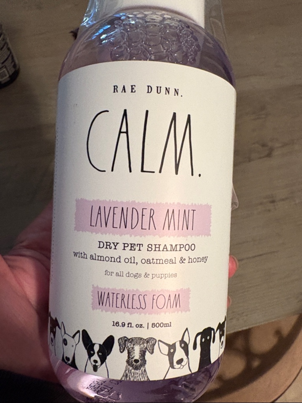 Rae Dunn CALM Lavender Mint Dry Pet Shampoo - Lavender and White